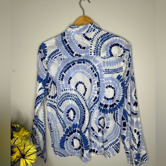 Nautica Blue Paisley Button Down Blouse - Picture 4 of 6